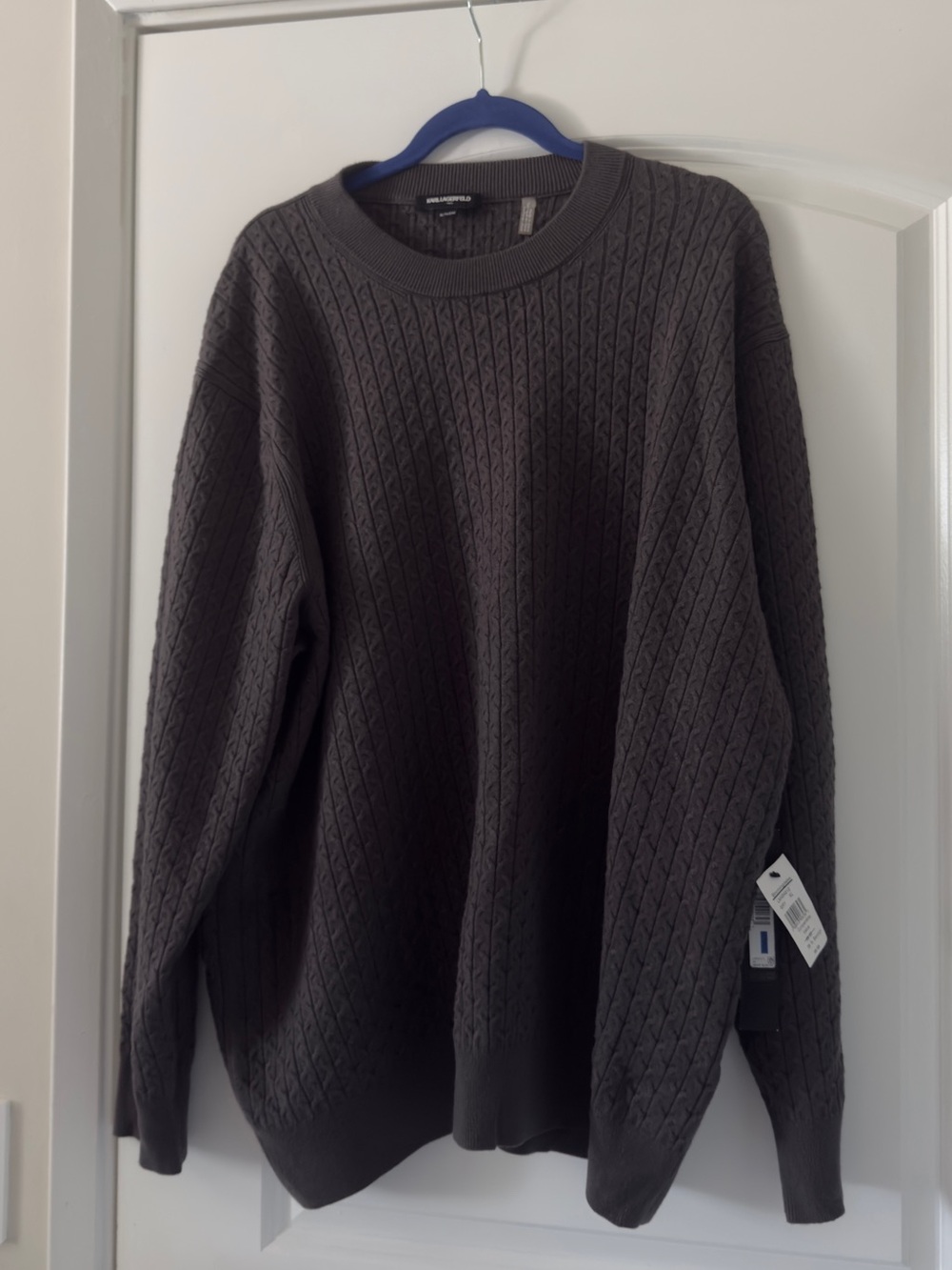 Karl Lagerfeld Cable Knit Sweater Dark Gray